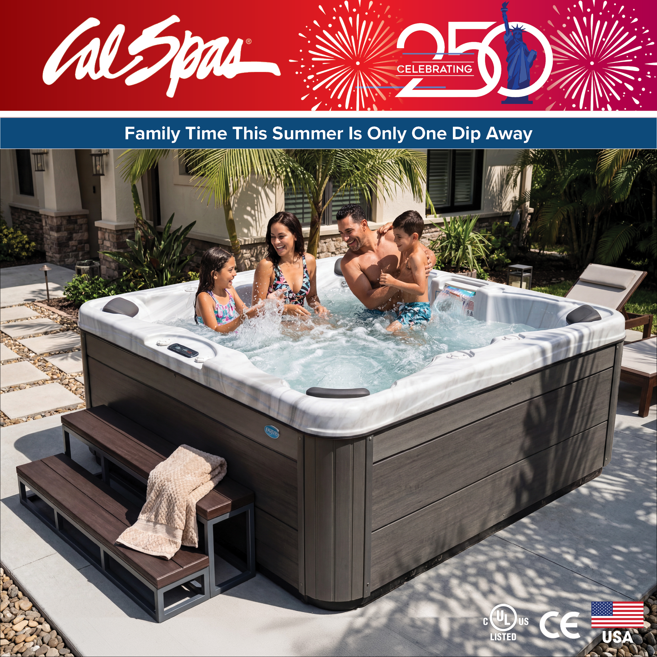 Calspas hot tub being used in a family setting - Kennewick